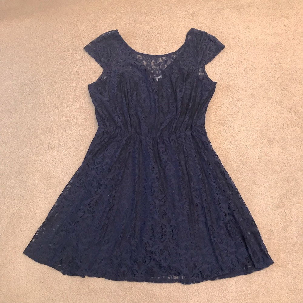 Maurices Navy Blue Lace Dress NEW Size XL 16 18 Fit Flare Party Wedding Formal